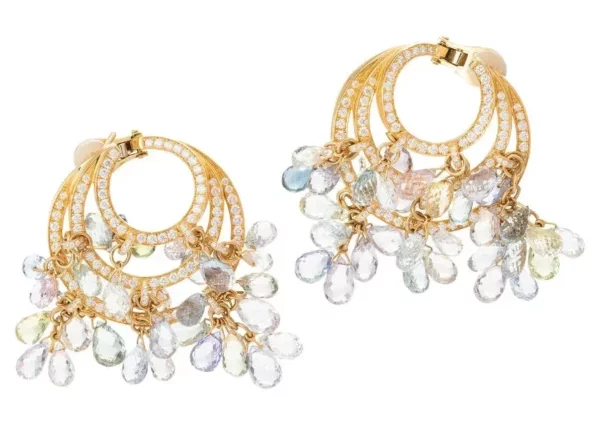 Серьги Chopard с разноцветными сапфирами и бриллиантами