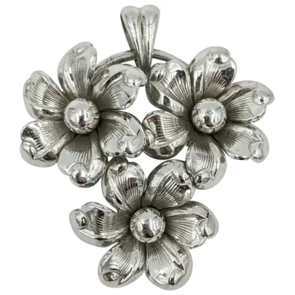Винтажная бижутерия Forstner Sterling Винтажный серебряный кулон Forstner Flower Bouquet Designer Mid Century Pendant.