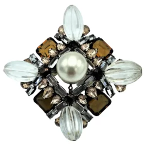 Брошь H. ​​Schreiner, Нью-Йорк, 1950-е годы, цветные стразы из топаза.