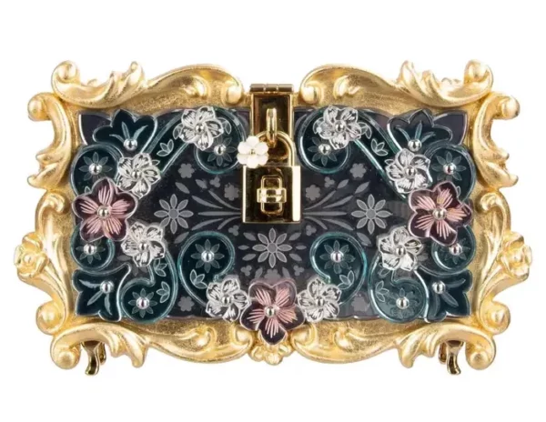 Dolce & Gabbana Dolce & Gabbana - Сумка из плексигласа Baroque Mirror Flower DOLCE BOX Gold.