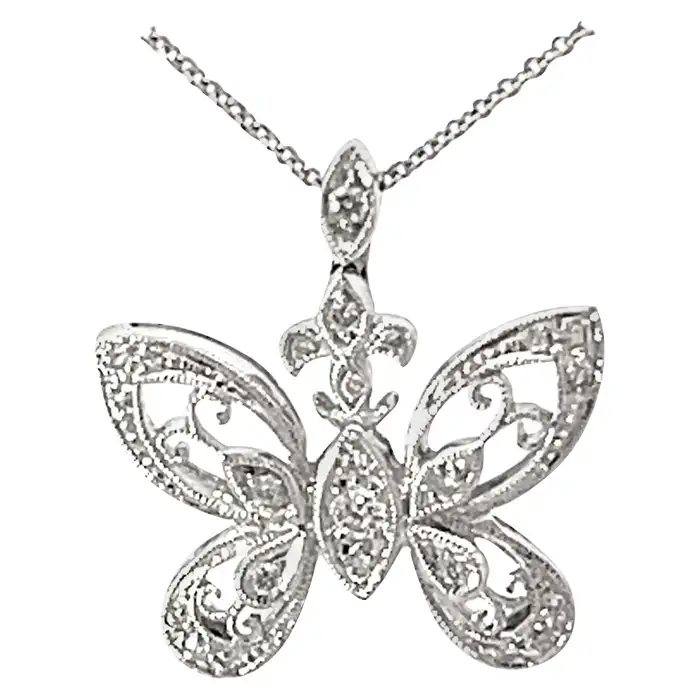Ожерелье с подвеской Beverley K Diamond Butterfly, белое золото.