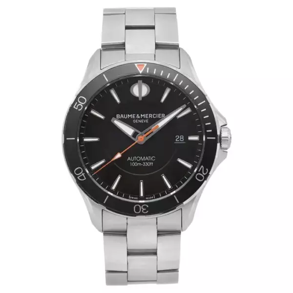 Автоматические мужские часы Baume et Mercier Clifton 42 мм со стальным черным циферблатом .