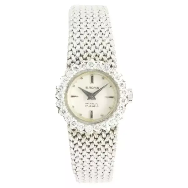 Blancpain Женское платье из белого золота 14 карат с винтажными бриллиантами.