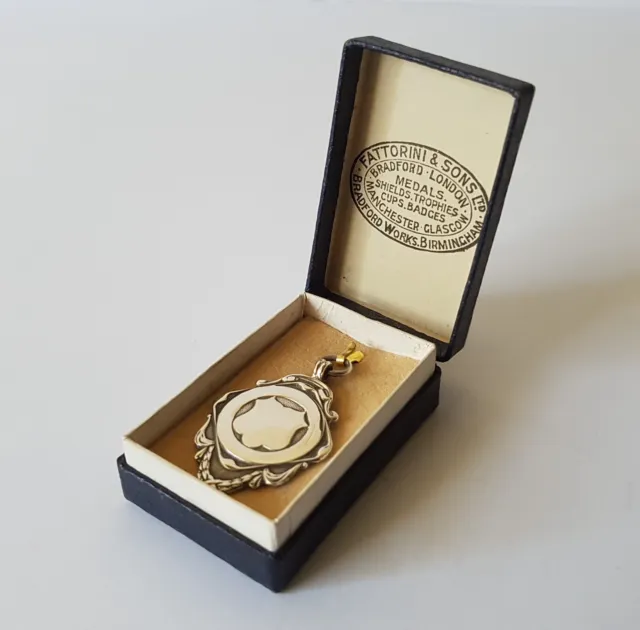 BOXED STERLING SILVER Fob Medal. BOXED STERLING SILVER Fob Medal.