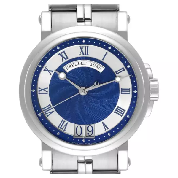 Breguet Marine Big Date Синие циферблаты Автоматические мужские стальные часы .
