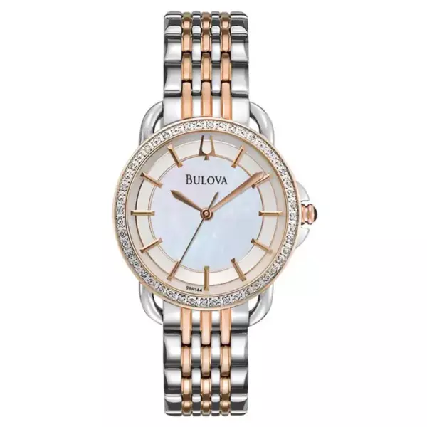 Bulova Diamond Mop Sticks Dial Двухцветные стальные кварцевые женские часы. Bulova Diamond Mop Sticks Dial Двухцветные стальные кварцевые женские часы.