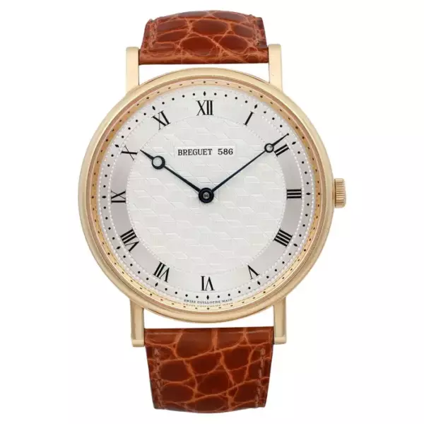 Часы Breguet Classique, 41 мм, желтое золото 18 карат, серебряный циферблат, ручные ветровые часы.