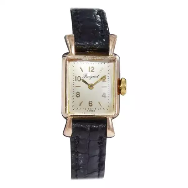Часы Breguet из 18 каратного желтого золота в стиле ар деко с ручным заводом, около 1950 х годов.