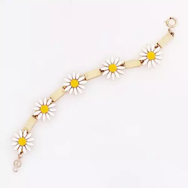 Эмалированный браслет Daisy Link от Accessocraft, 1970 е годыю Эмалированный браслет Daisy Link от Accessocraft, 1970 е годыю