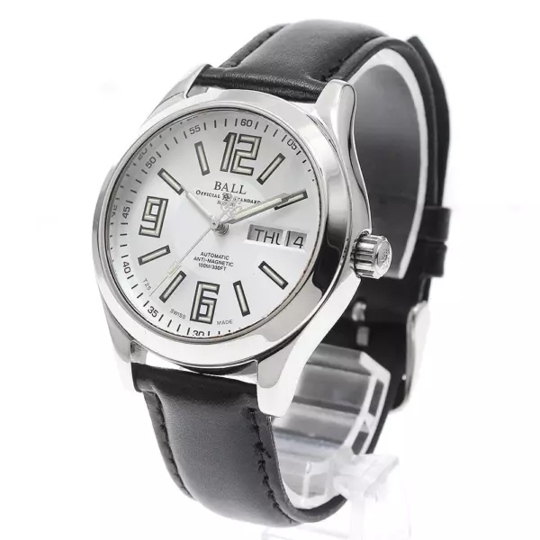 Мужские часы BALL WATCH Engineer Master NM1016C с индикацией дня и даты, белым циферблатом и автоматическим заводом.