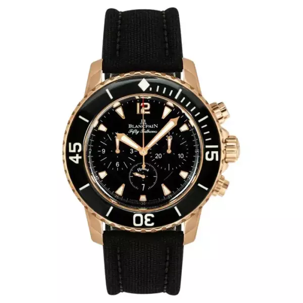 Мужской хронограф Fifty Fathom's Flyback, изготовленный из розового золота от Blancpain.