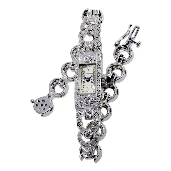 Платиновые часы Blancpain и браслет с бриллиантом 18 карат, около 1930 1940 х годов.
