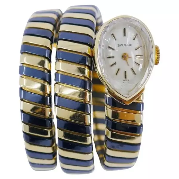 Редкие часы Bulgari из черненого золота, браслет Tubogas.