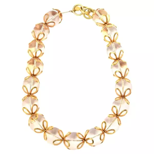 Винтажное колье Anne Klein с люцитом и шариком, наполненное золотом.