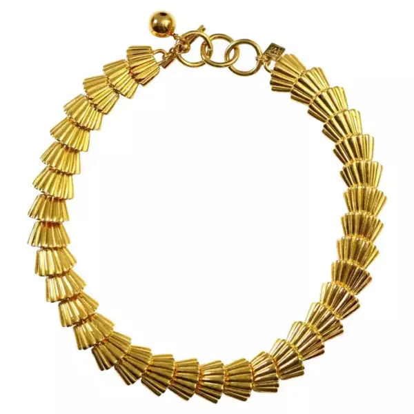 Винтажное золотое ожерелье Anne Klein в виде веера, около 1980 х годов.