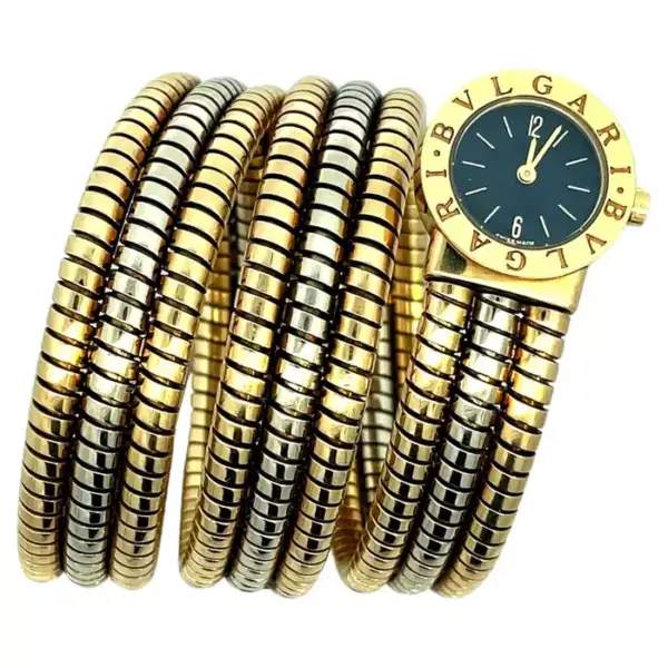 Винтажные двухцветные часы Bvlgari Bulgari Tubogas Serpenti из 18 каратного золота с браслетом.