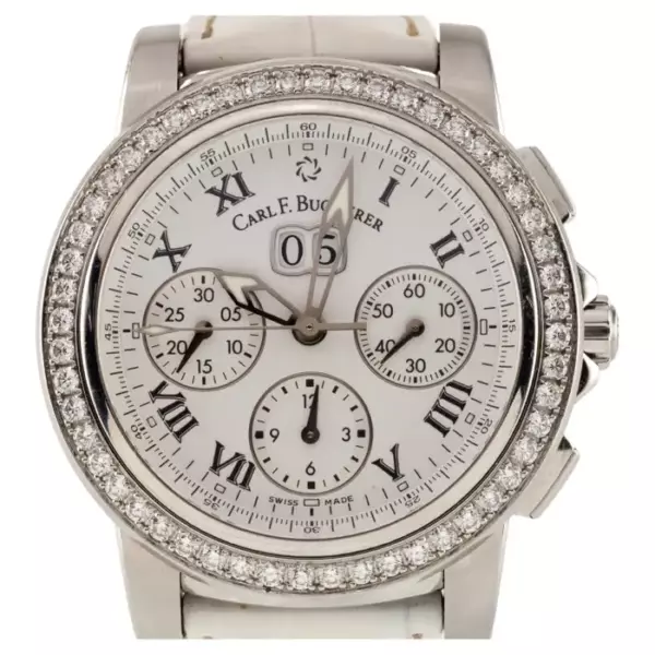 Женские автоматические часы Carl F. Bucherer Patravi Chronodate с бриллиантовым безелем. Женские автоматические часы Carl F. Bucherer Patravi Chronodate с бриллиантовым безелем.