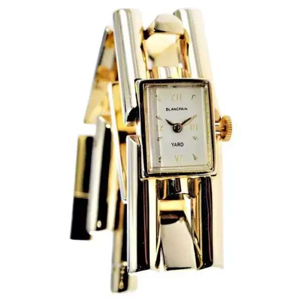 Женские часы Blancpain с браслетом в стиле ар деко из 14 каратного желтого золота, 1950 е годы.