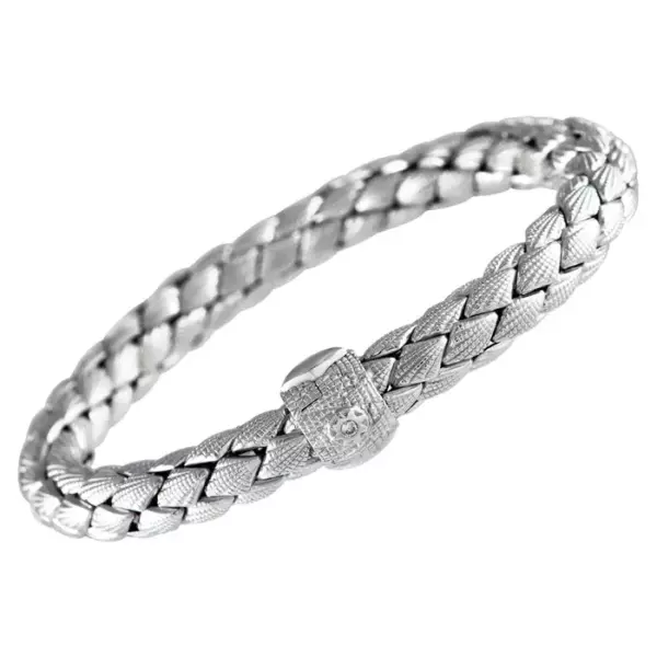 Классический браслет Chimento Stretch Classic из белого золота 18 карат с атласной отделкой и плетеными бриллиантами. Классический браслет Chimento Stretch Classic из белого золота 18 карат с атласной отделкой и плетеными бриллиантами.