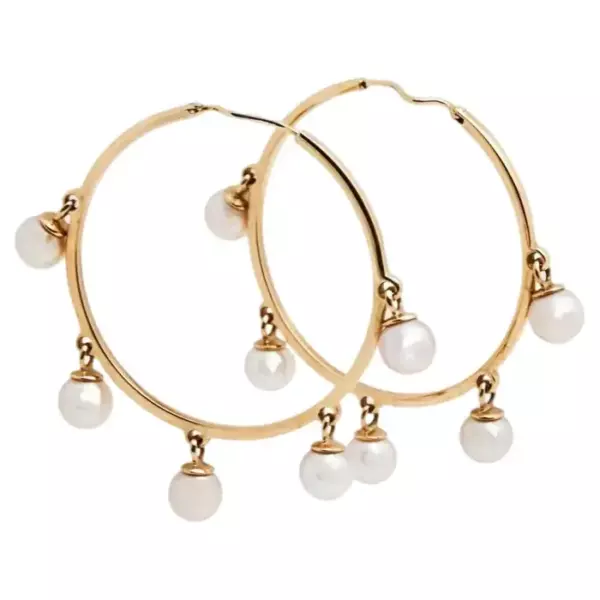 Серьги кольца Dior с культивированным жемчугом из розового золота 18 карат.