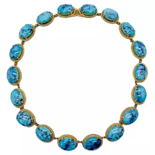 Винтажное колье Dior с бирюзовым узором «Ривьер», 1962 год.