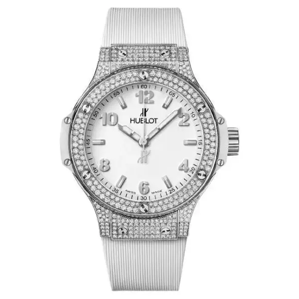 Часы Hublot Big Bang Steel White Pave 38 мм с кварцевым каучуком 361.SE.2010.RW.1704. Часы Hublot Big Bang Steel White Pave 38 мм с кварцевым каучуком 361.SE.2010.RW.1704.
