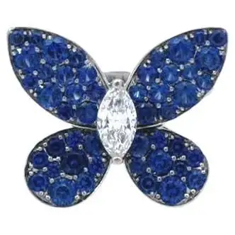 Кольцо Graff Butterfly из белого золота 18 карат с бриллиантами и сапфиром.