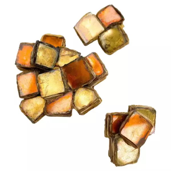 Брошь и серьги из зеркального стекла и талузеля, Line Vautrin, Франция, 1960 е годы. Брошь и серьги из зеркального стекла и талузеля, Line Vautrin, Франция, 1960 е годы.