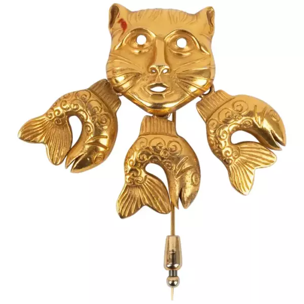 Брошь Isabel Canovas Cat из позолоченного металла.