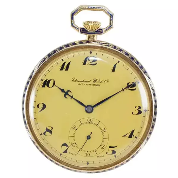 I.W.C. Карманные часы International Watch Company в стиле ар деко с открытым циферблатом, около 1930 х годов.