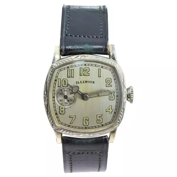 Illinois Watch Co. Арт деко с золотым наполнением, новый старый сток, оригинальная коробка около 1920 х годов.
