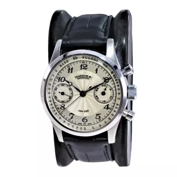 Marcus от Gallet and Co. Хронограф из нержавеющей стали с ручным заводом, около 1930 года.