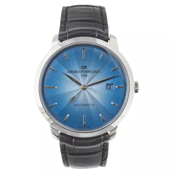 Подержанные наручные часы Girard Perregaux 1966 года (арт. 49555 11 431 BB60) с автоматическим механизмом с автоподзаводом; синий циферблат с узором.