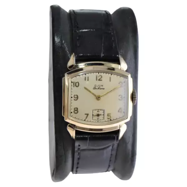 Позолоченные часы Elgin в стиле ар деко с оригинальным циферблатом 1940 х годов.