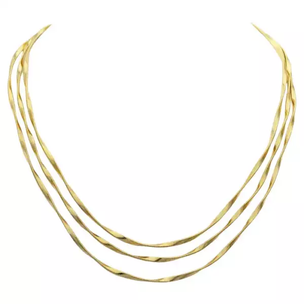 Трехниточное колье MarCo Bicego Marrakech Collection из 18 каратного желтого золота. Трехниточное колье MarCo Bicego Marrakech Collection из 18 каратного желтого золота.