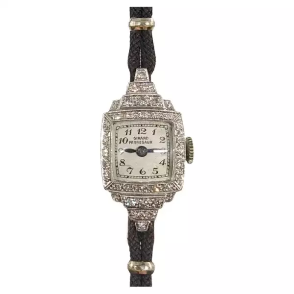 Женские крошечные наручные часы Girard Perregaux из твердой платины с бриллиантами, швейцарский ручной ветер.