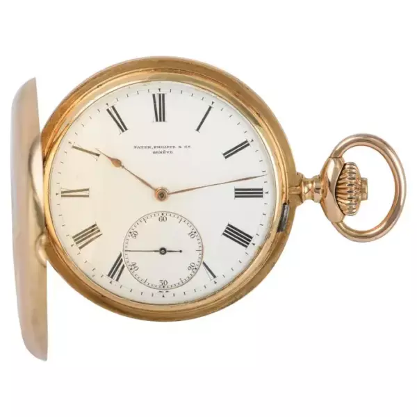 Антикварные карманные часы Patek Philippe Full Hunter с рычагом без ключа из розового золота C1891.