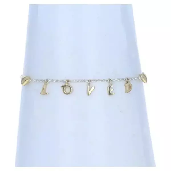 Браслет Pandora Shine Loved Script 7,9 дюйма из стерлингового золота 925 пробы с сердцем.