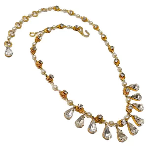 Christian Dior от Mitchel Maer 1952 1956 Винтажное колье со стразами и жемчугом.
