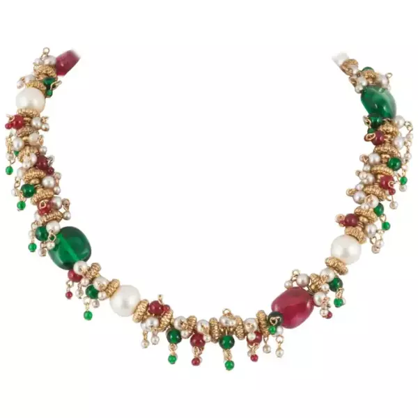 Изысканное колье ручной работы в стиле Моголов, Maison Gripoix для Chanel, 1960 е годы. Изысканное колье ручной работы в стиле Моголов, Maison Gripoix для Chanel, 1960 е годы.