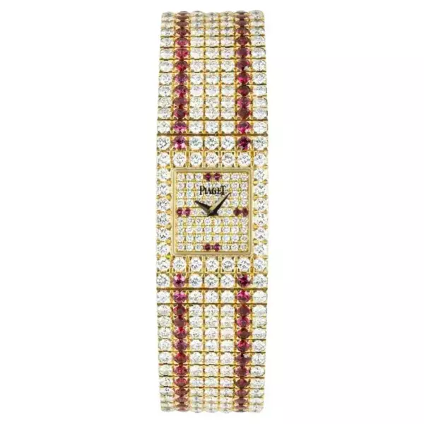 Кварцевые наручные часы Piaget Fully Loaded с бриллиантами и рубинами.