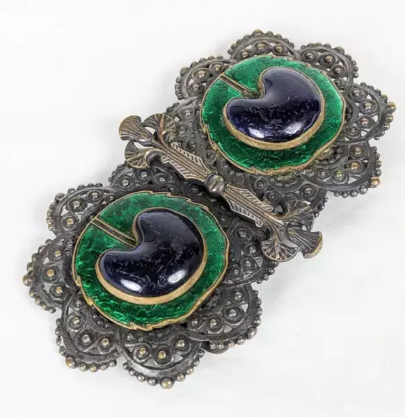 Пряжка Piel Freres Peacock Eye в стиле модерн в стиле египетского возрождения, Франция 1920 х годов.
