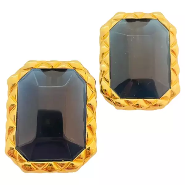 Vtg LES BERNARD массивные серьги из золота с сапфировым стеклом, дизайнерский подиум.