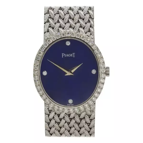 Женские часы Piaget 9821D3 из белого золота 18 карат с бриллиантовым циферблатом.