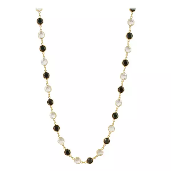 36 дюймовое ожерелье Station с ониксом и прозрачными кристаллами Swarovski Gold Bezel от Swarovski, 80 е годы. 36 дюймовое ожерелье Station с ониксом и прозрачными кристаллами Swarovski Gold Bezel от Swarovski, 80 е годы.