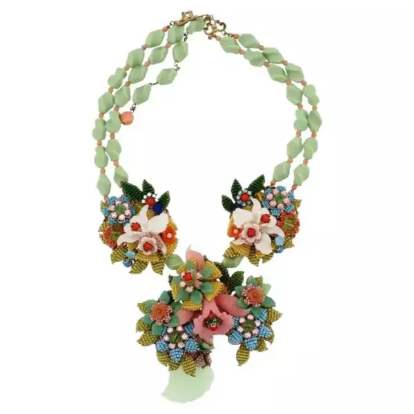Большое ожерелье Stanley Hagler Nyc Beaded Flower.