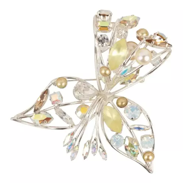 Брошь из серебристого металла Swarovski со стразами. Брошь из серебристого металла Swarovski со стразами.