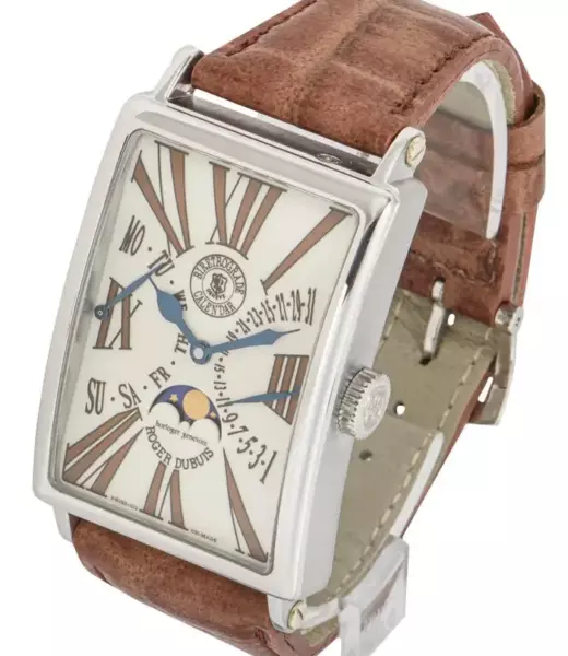 Часы Roger Dubuis Limited Edition с биретроградным календарем из белого золота.