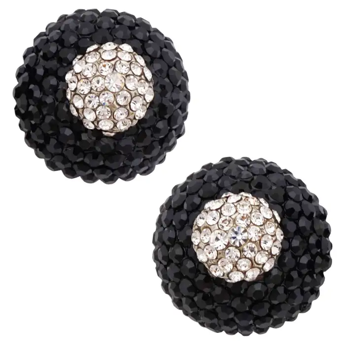 Черно белые серьги Swarovski Pavé Dome, автор Siman Tu, 1990 е гг.