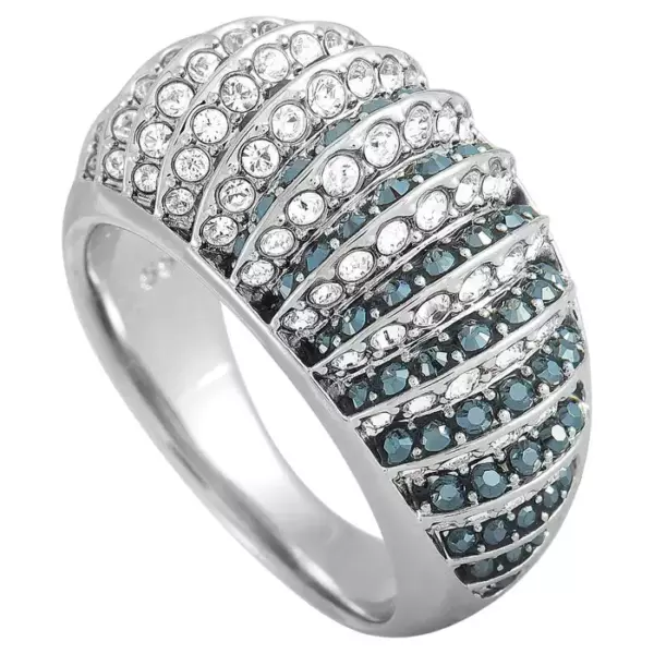 Кольцо Swarovski Luxury из стали с родиевым покрытием, черное и прозрачное, с кристаллами Swarovski. Кольцо Swarovski Luxury из стали с родиевым покрытием, черное и прозрачное, с кристаллами Swarovski.